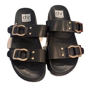 New DV Dolce Vita Women's Footbed Sandal Size 7 Black Lightweight Slip-On Unique
